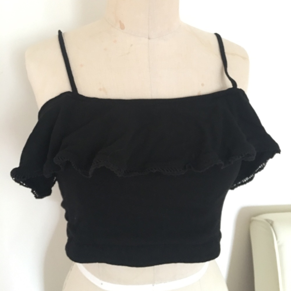 Cropped open shoulder top